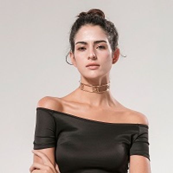 

fashion brief wide collar choker necklace original creative design copper alloy plated chokers necklace factory price