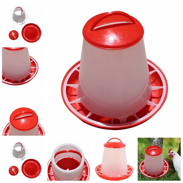 Red 1 5kg Plastic Feeder Baby Chicken Chicks Hen Poultry Feeder
