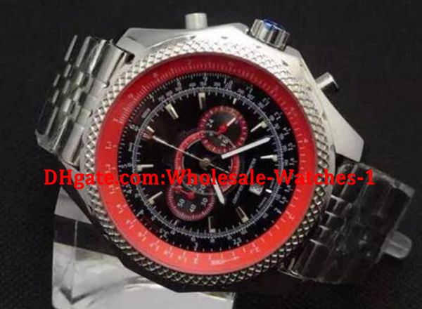

wholesale - new mens red dial japan chronograph sport wrist supersports isr men's watches flying b motors super big steel watch, Slivery;brown
