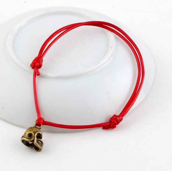 

100pcs new adjustable bracelets red color waxes rope antique bronze alloy 3d small football helmet charms adjustable bracelet b-27, Bronze;silver