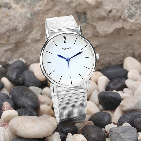 

fashion lady casual geneve women's watch stainless steel band analog quartz wrist watches quartz-watch relogios, Slivery;brown