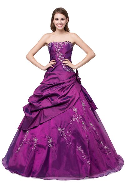 

2017 new purple quinceanera dresses for 15 party sweet 16 formal long prom party gowns stock size 2-16 qc214, Blue;red