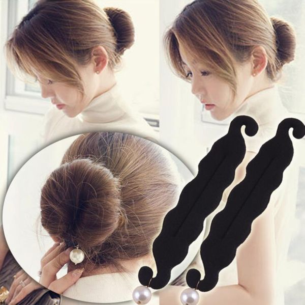 Simulated Pearl Sponge Hair Styling Donut Bun Maker Magic Easy