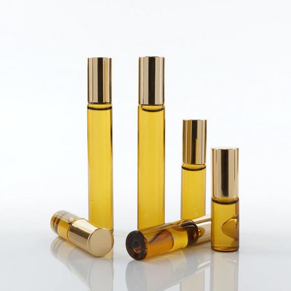 

mini roll on glass bottle fragrance perfume amber brown thick glass bottles essential oil bottle steel metal roller ball f201795