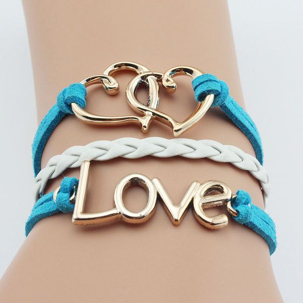

diy hand-weaving leather bracelet multi layer charm bracelet antique silver brass infinity bracelets jewelry for lady's