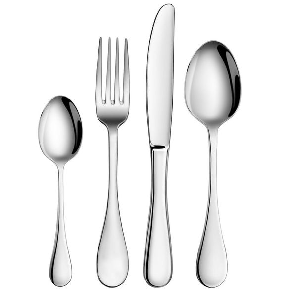 

flatware set,4 piece gloss silver flatware cutlery set 13/0 stainless steel, set of 1 (2spoon + fork + knife