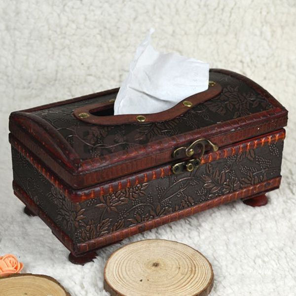 

wholesale- retro wooden rectangular paper cover case tissue box napkin holder home decor
