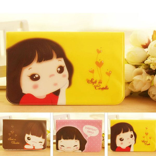 

wholesale- 2017 cute smile girl card package 12 screens bus card holder coffe color