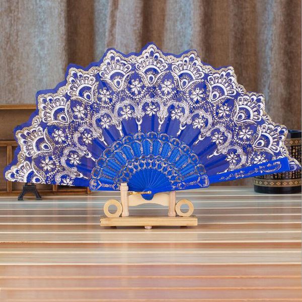 

Испанский Викторианский ручной вентилятор цветочные ткани вышитые Павлин хвост