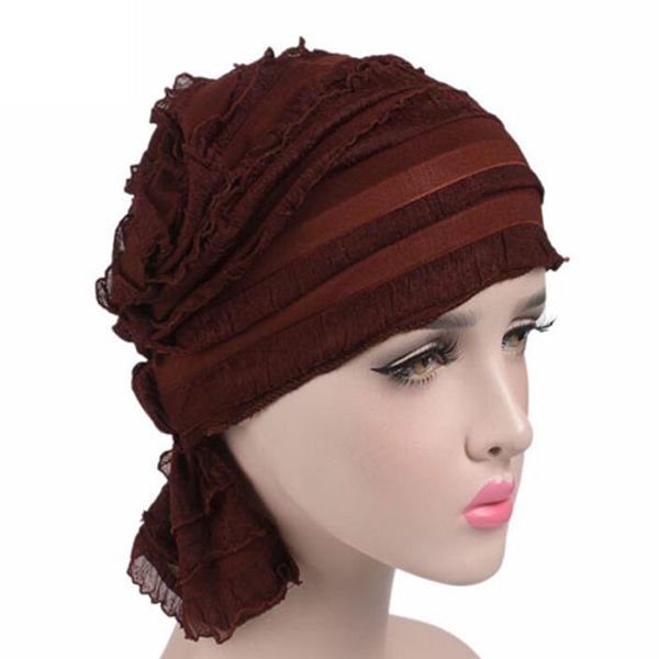 

women ruffle chemo hat beanie scarf turban headwear for cancerpatients
