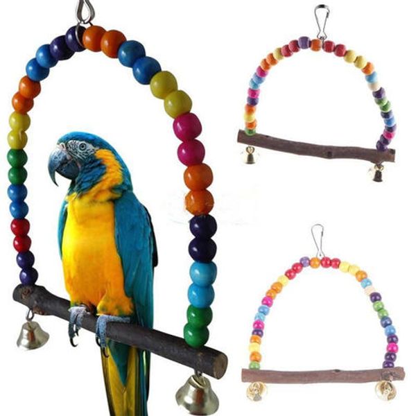 

New Colorful Parrot Swing Pet Toy Colorful Bird Parakeet Budgie Lovebird Wood Budgie Lovebird Woodens Cockatiel Hanging Swings