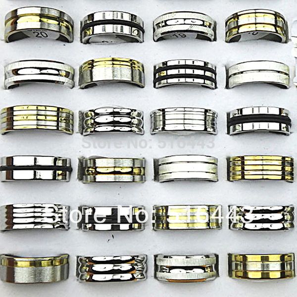 

30pcs silver gold stainless steel fashion mix style women mens rings wholesale jewelry lots a-153, Golden;silver