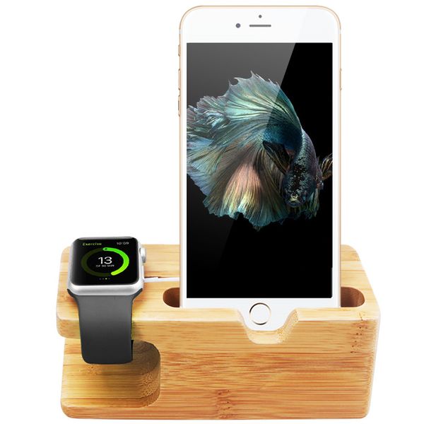

Charging platform for apple watch tand tation for apple watch for iphone bamboo wood cell phone holder tand with box