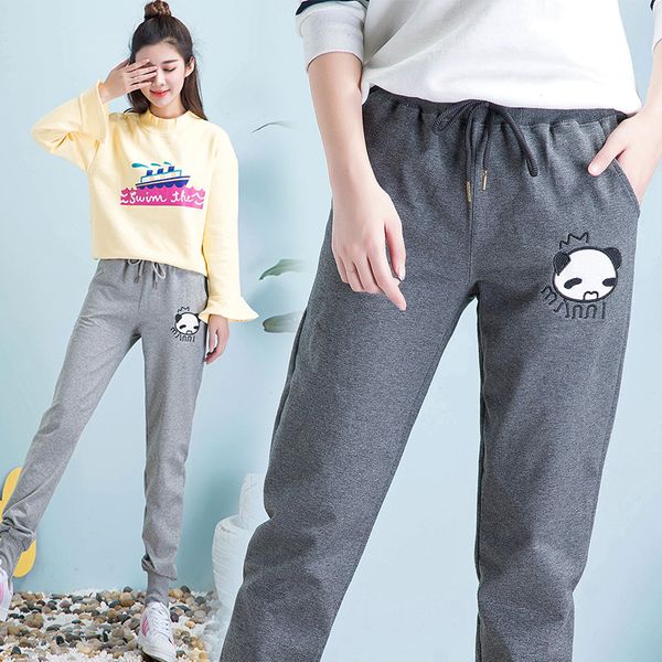 

in the spring and autumn outfit little girls junior middle school students' leisure sports pants 12-13-14-15-16 loose big yards pants, Black