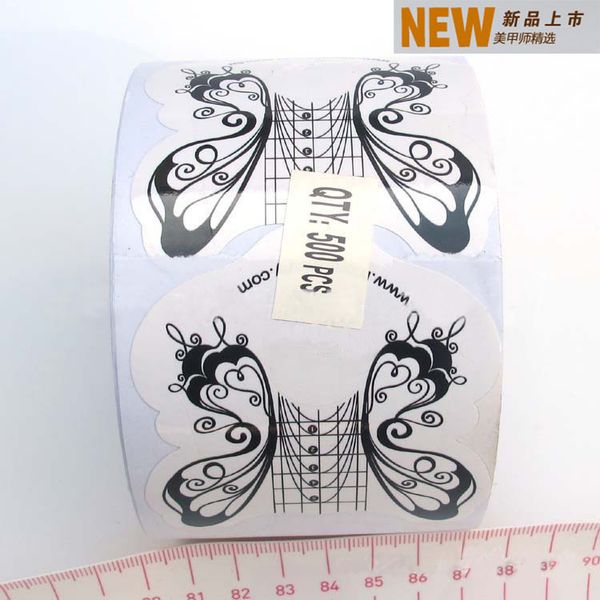 

wholesale- white and black butterfly almond 500pcs/roll nail form for acrylic uv gel tips extension art+( tejer0144