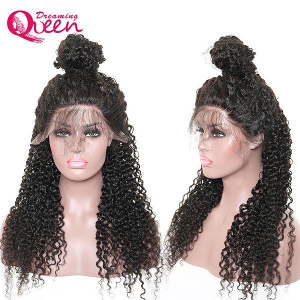 

13*4 lace frontal brazilian virgin human hair kinky curly wigs with baby hair 9a natural hairline hair for black women, Black;brown
