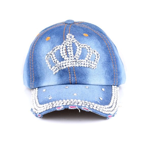 

new fashion rhinestone crystal crown women baseball caps brand popular beauty snapbacks hats for women, Blue;gray