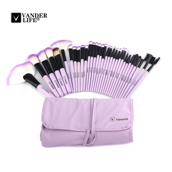 Professionelles Make-up-Pinsel-Set, hochwertig, 32-teilig, Make-up-Werkzeug-Set, hochwertiger, voll funktionsfähiger Pinsel zum Mischen von Puder und Grundierung, Lila