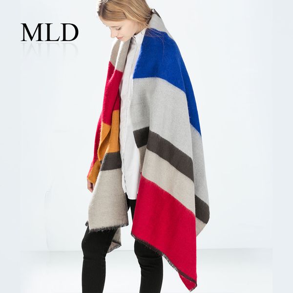 

wholesale- new 2014 winter new design scarf spain fhicker stripes oversized cashmere scarf woman scarf shawl ing, Blue;gray