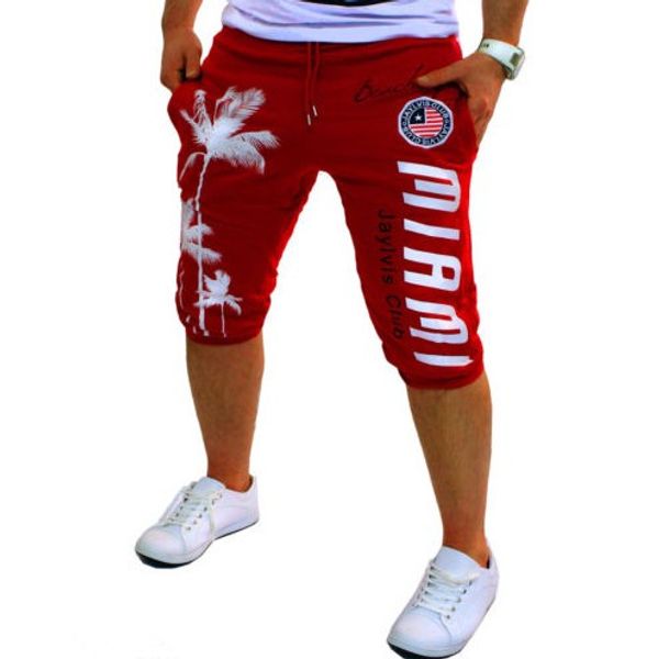 

wholesale- summer mens shorts print coconut trees causal jogger sweat short pants compression hip hop male cropped beach trousers, White;black