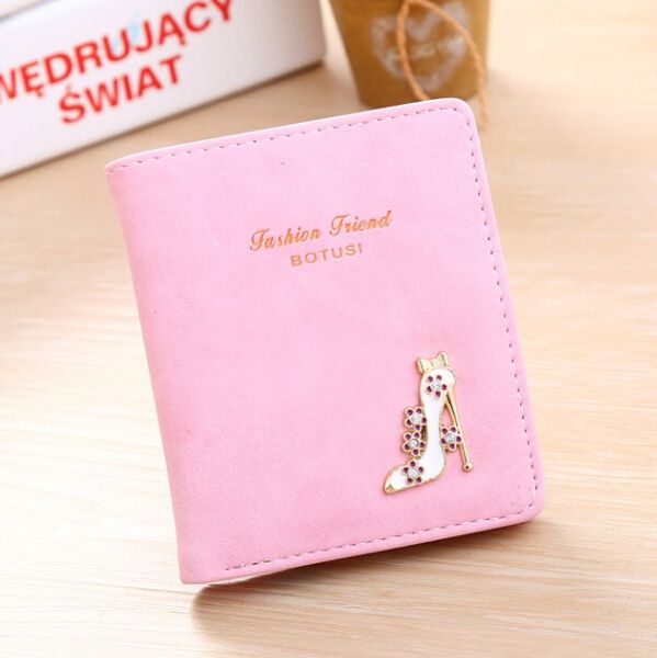 

fashion high-heeled shoes decoration women short wallet mini student purse money bag girls lady bifold money bag 1pcs ing, Red;black