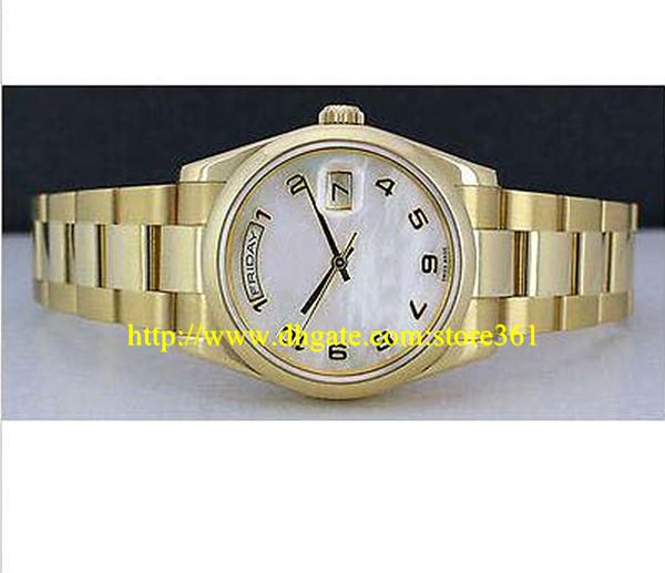 

store361 new arrive watches new mens 36mm 18kt gold - mop arabic dial - 118208, Slivery;brown