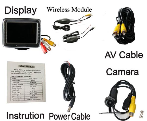 

4,3-дймовое бепѬоводное оединение междђ камеѬой и мониоѬом авомобил заднего