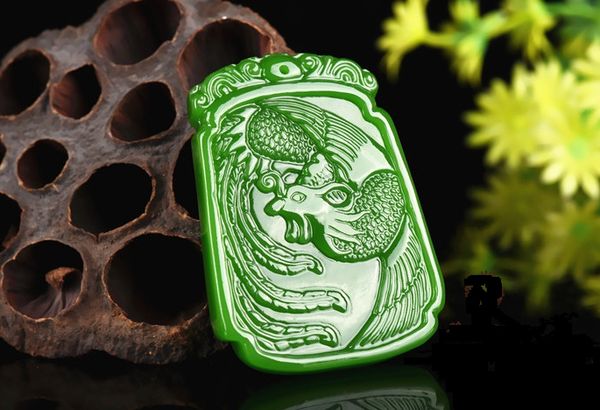 

green jade pendant sabrina (rectangular). necklace pendant, Silver