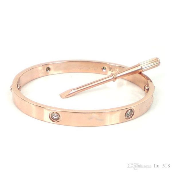 

2017 classic brand 18k rose gold plated 316l stainless steel screw bangle with screwdriver designer bracelet christmas gift, Black