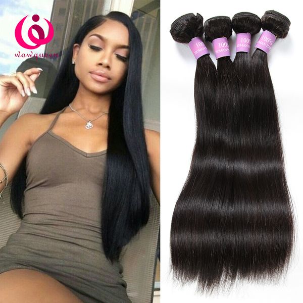 8a Peruvian Human Weave Hair Straight 4bundles Wow Queen Hair