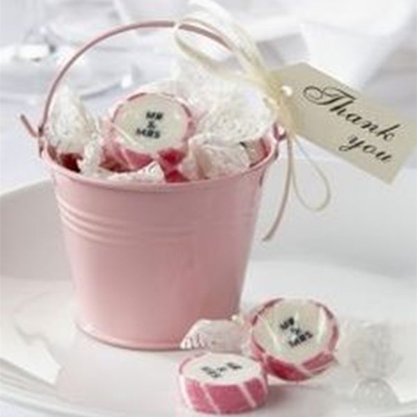 Frete Grátis 2 pçs / lote! Rosa baldes de lata mini baldes bonito mini balde caixas de doces doce pacote para a decoração do partido