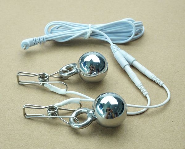 

couples bmsm erotic q0511 shock nipple clamps for metal electro woman, products clitoris clip toys balls for games gincb