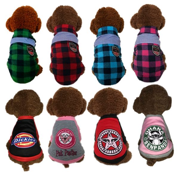 

pet small dog fall winter checkered clothes plaid shirts new styles dog sweater pet supplies wholesale ing