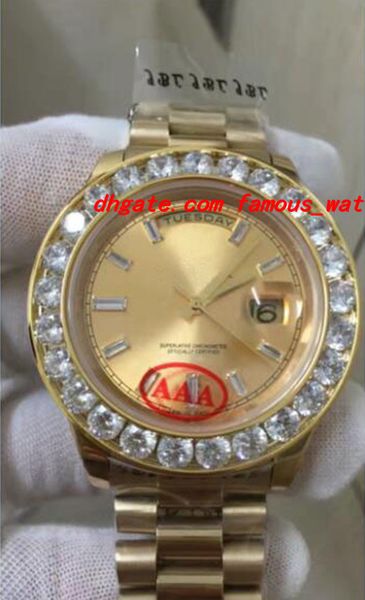 

luxury wristwatch new mens 2 ii solid 18kt yellow gold 41mm automatic mechanical bigger diamond watch ceramic bezel men watches new arrival, Slivery;brown