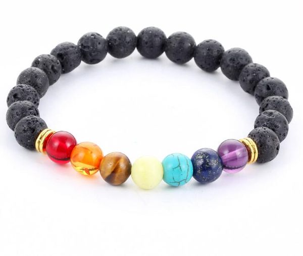 Pedra natural age fundido rocha frisada, fios 8mm vulcão pedra grânulos coloridos braceletes pulseira de energia atacado