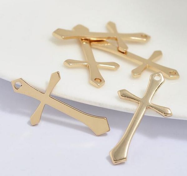 

10pcs/lot gold plated copper cross charms pendants for diy craft jewelry gift pe02, Bronze;silver