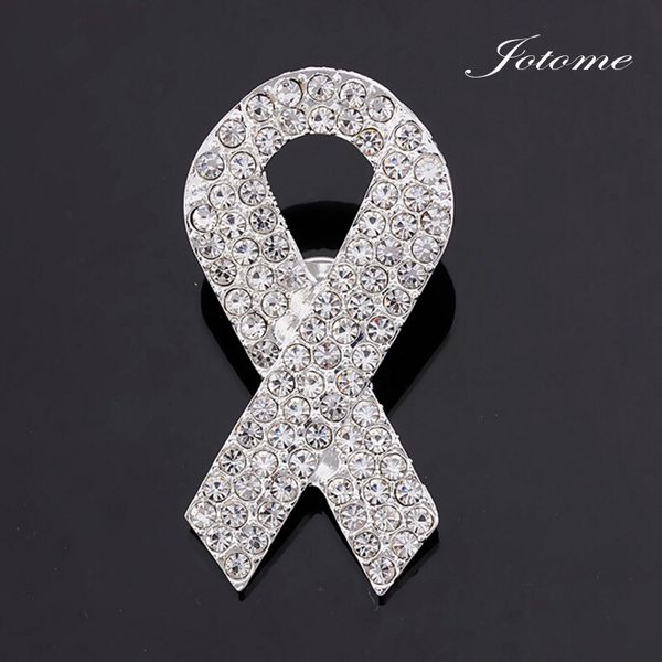 100pcs broches pretos de fita de mama Consciência do câncer de mama Rhinestone Broche Pin Pin Pin