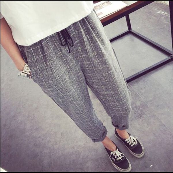 Wholesale- Striped Elastic waist Cotton Loose Women Wide Leg Pants Summer New Casual  Pants High quality Plus size Girl Harem Trousers