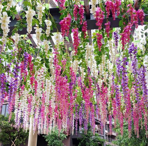 

72cm 110cm artificial ivy flowers silk flower wisteria vine flower rattan for wedding centerpieces decorations bouquet garland home ornament