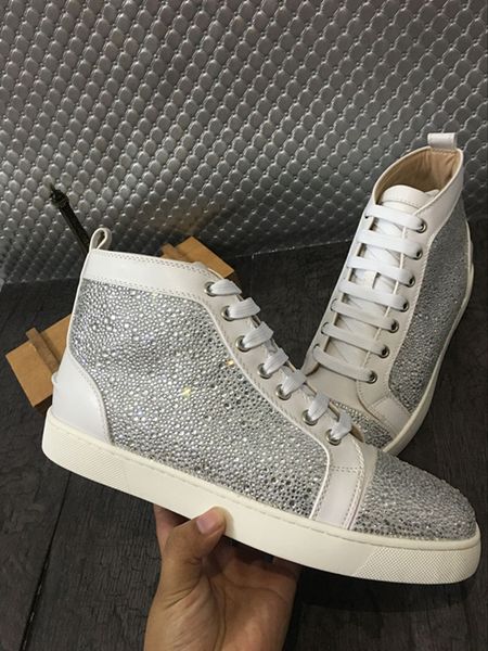 

2020 new superstar man sneakers outdoors designer fashion glitter crystal lace up high casual man shoes party size 35-46, Black