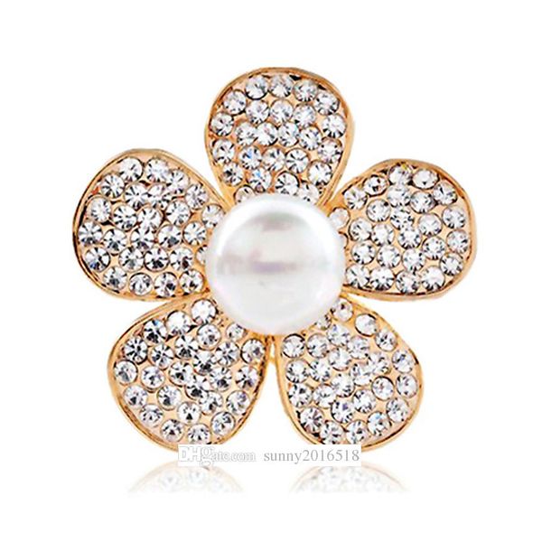 Hochwertige Luxus-Diamant-Kristall-Blumen-Broschen, große Perlen-Pins, Brosche für Frauen, Hochzeit, Braut, Schmuck, Party-Geschenke