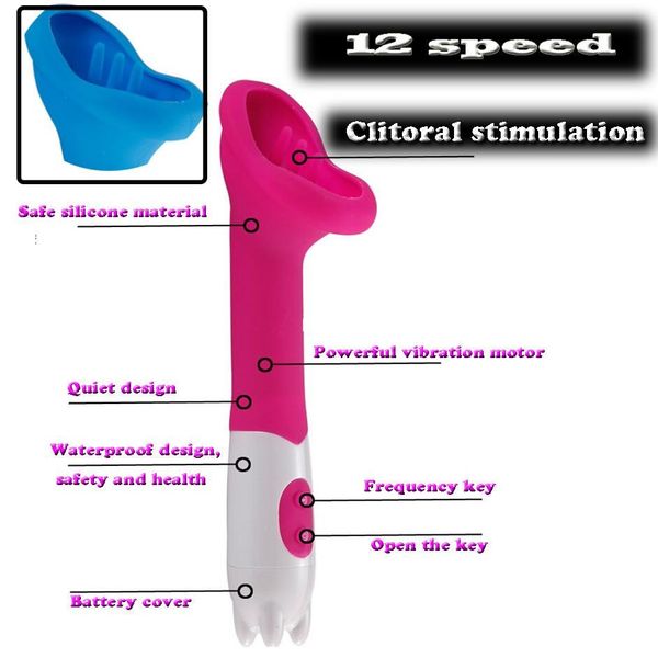 Frete grátis 12 velocidade clitóris Vibradores clitóris buceta Bomba Silicone Sexy Vibrador G-spot para mulheres Tongue Sex produtos Oral Sex Toys