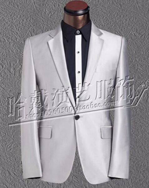 

men's fashion personality costumes nightclub singer star stage performance clothing the groom's man suit pants jacket 459 /s-5xl, White;black