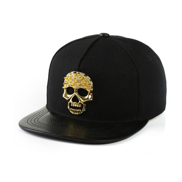 

Мужчины Мальчик Череп Snapback Хип-Хоп Холст Шляпа Металлическая Цепь Скелет Бейсбол