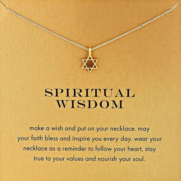 

with card silver and gold color cute dogeared necklace with star pedant (spiritual wisdom), no fade, and