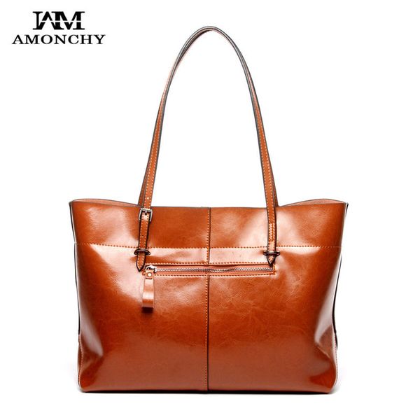 

wholesale-100% genuine leather women totes shoulder bags real cow leather women's handbags vintage casual lady tote simple large bags s