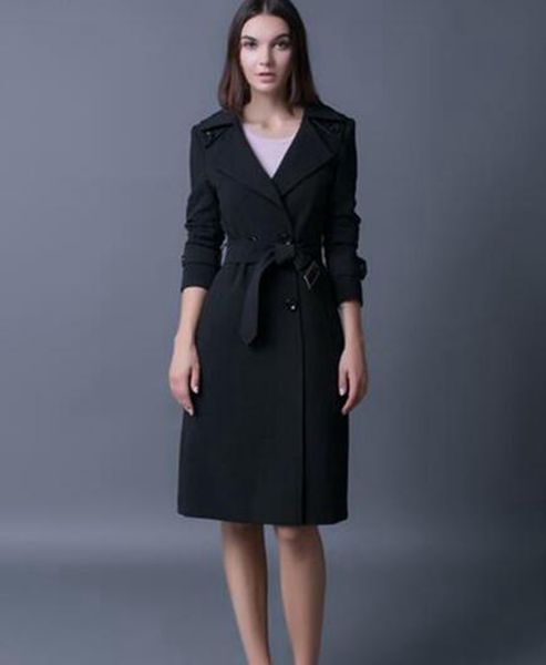 

women in the spring and autumn period and the new boutique show thin long loose trench coat / s-4xl, Black