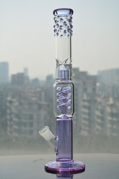 Diritta viola del tubo Bong Pipe Spedizione Helix spirale Bong Coil vetro Downstem a buon mercato liberamente