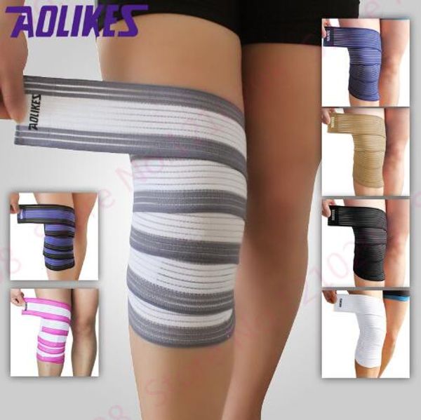 Günstige Bodybuilding Bandage Trainingsgürtel Wickelband Knieschoner Bandage Mix Farbe Bein Kompression Wadenstütze Wraps Unisex