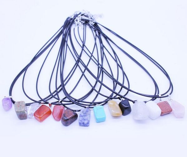 

20pcs mixes color new fashion natural quartz crystal stone pendant necklace jewelry chain length 45cm 2017 jewelry, Silver